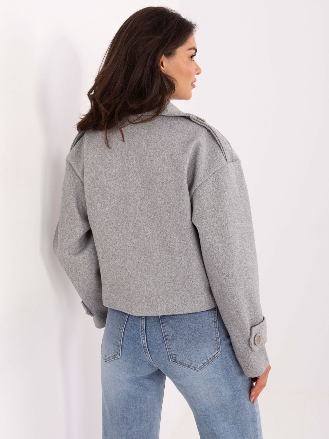 Elegantní přechodný kabát v šedé barvě