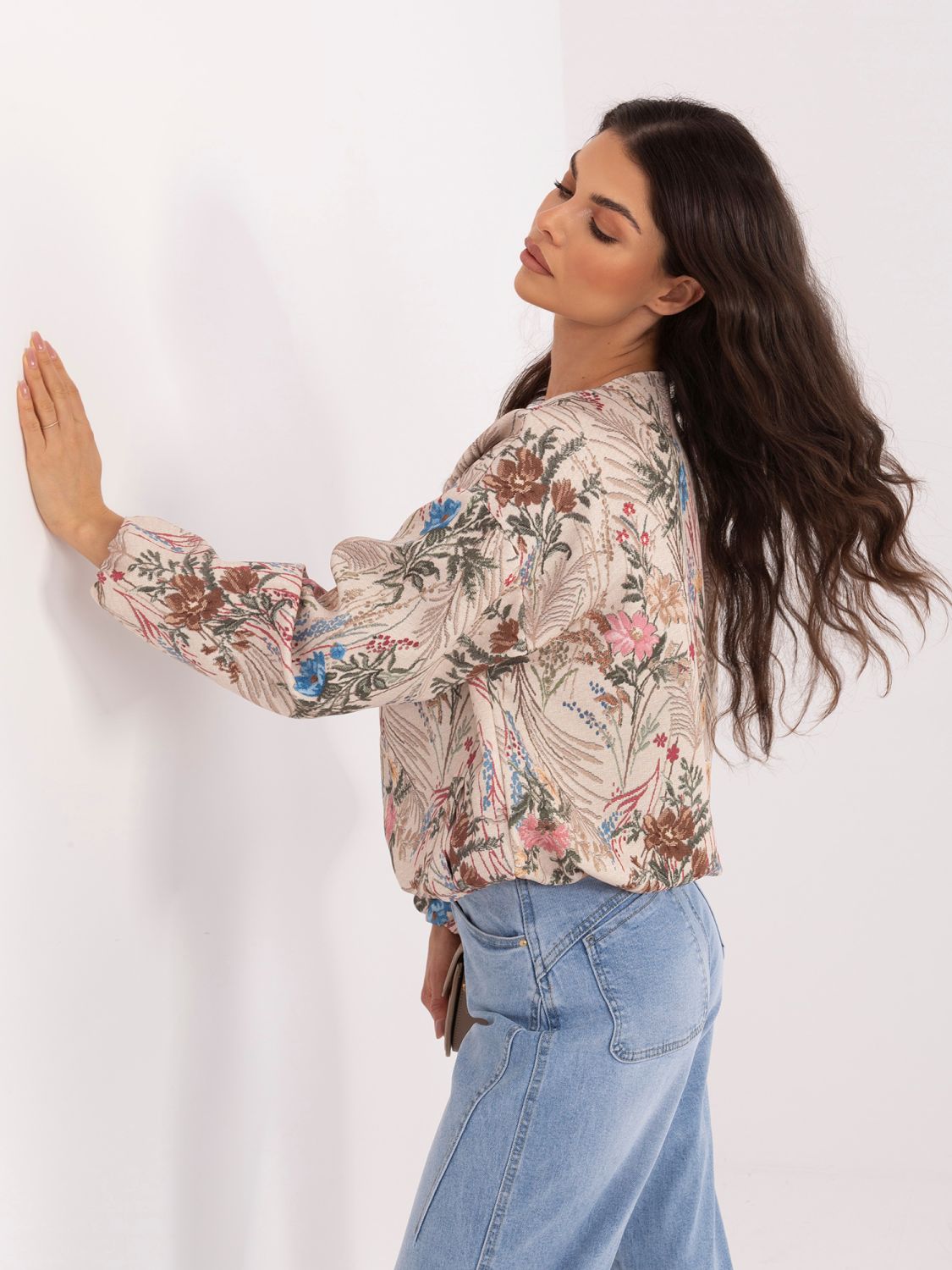 Zelená květinová bomber bunda s podšívkou