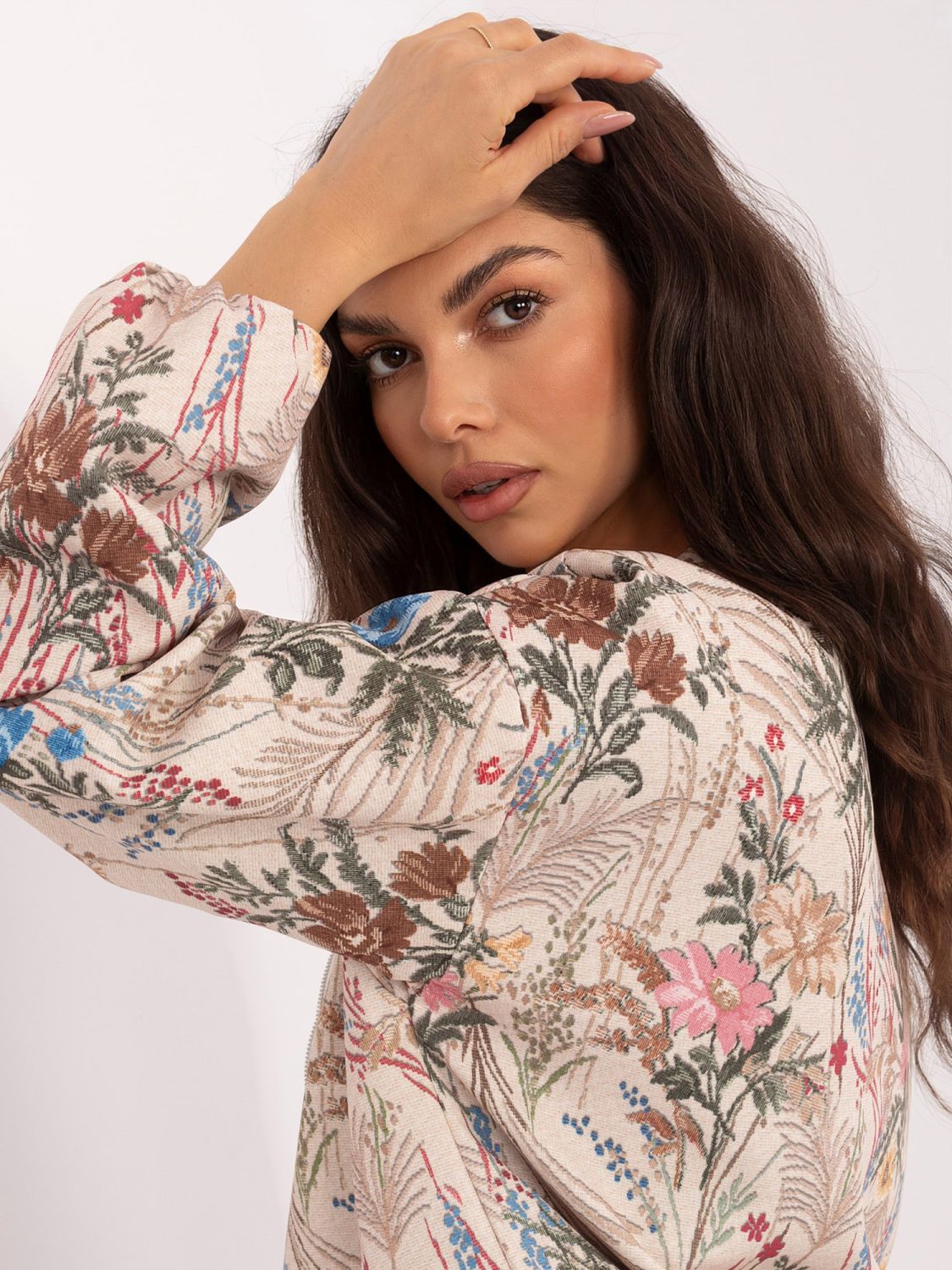 Zelená květinová bomber bunda s podšívkou