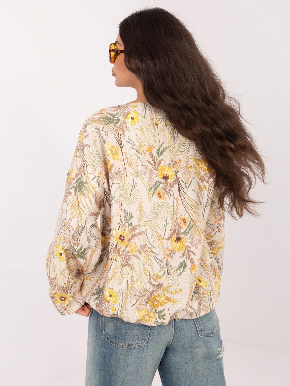 Žlutá květovaná bomber bunda s podšívkou