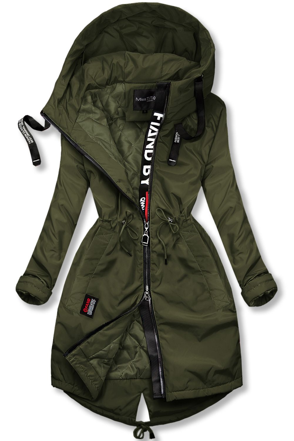 Khaki prodloužený plášť/parka