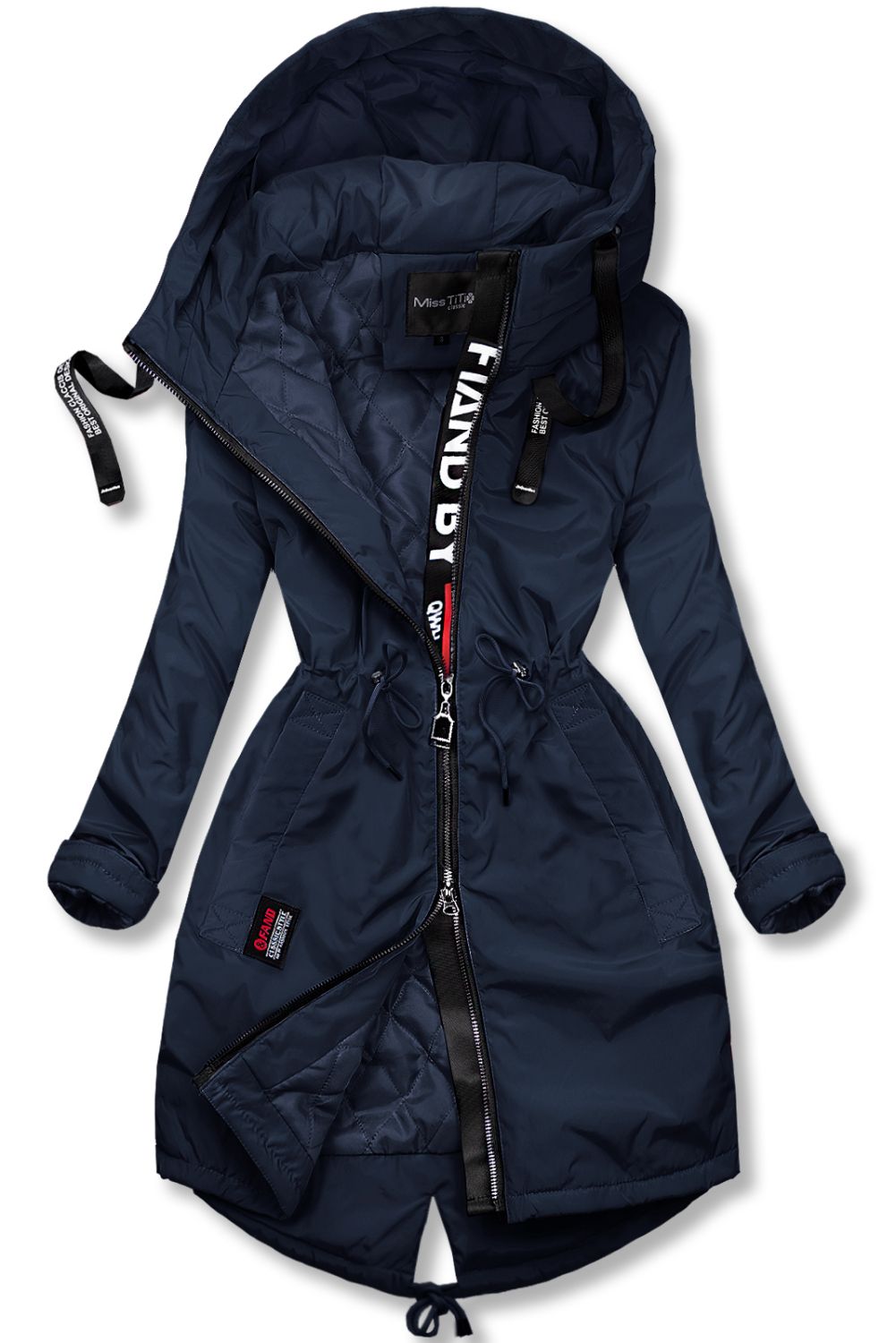 Tmavě modrý prodloužený plášť/parka