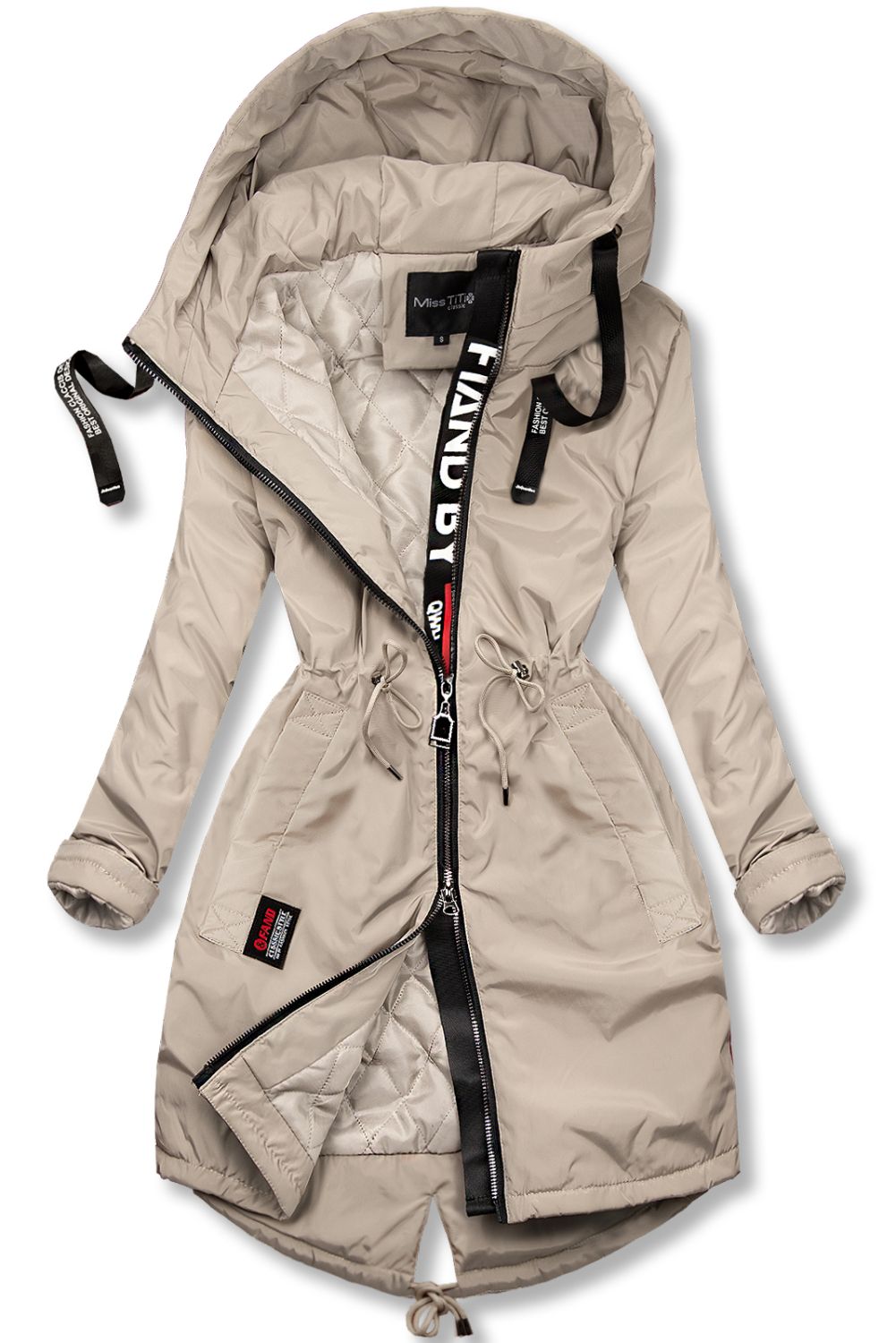 Béžový prodloužený plášť/parka