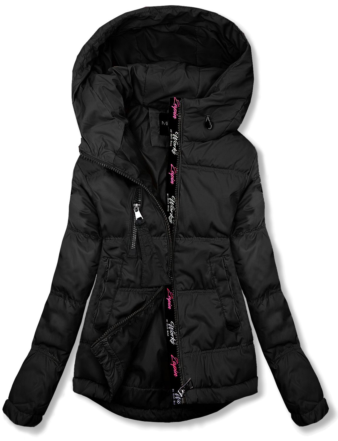 Přechodná černá bunda s kapucí