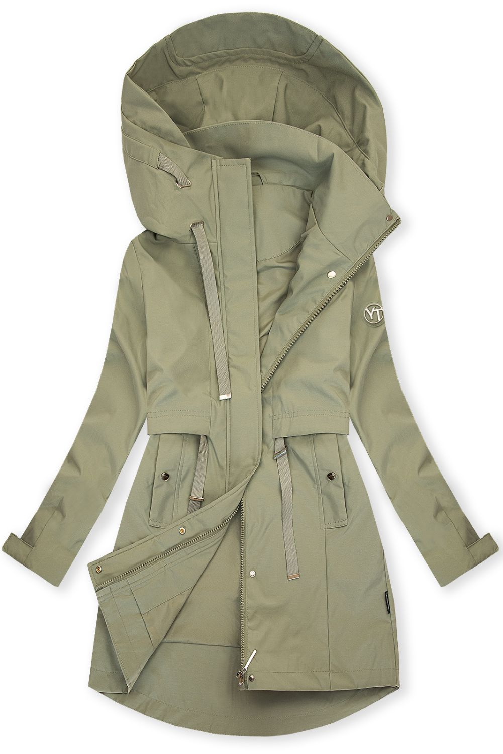 Khakijarní parka s velkou kapucí