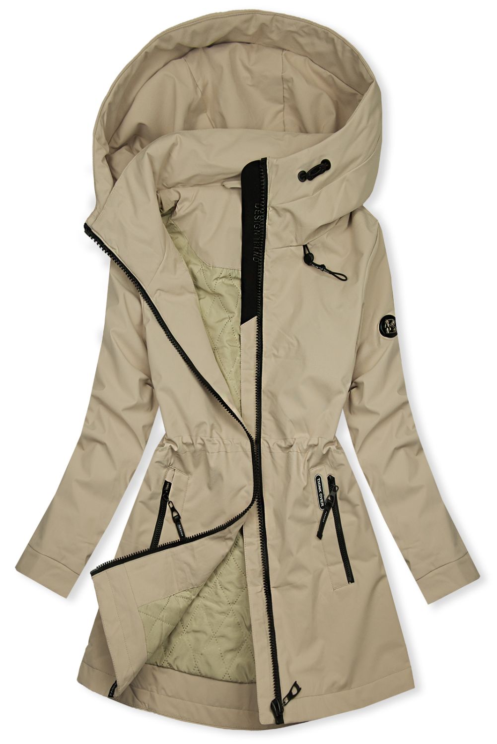 Béžová jarní parka s vysokým límcem