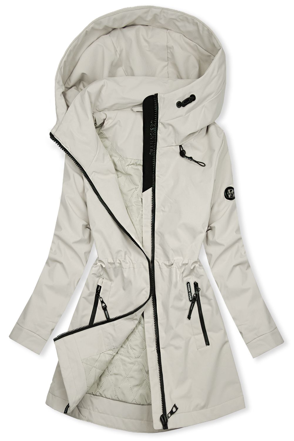 Krémová jarní parka s vysokým límcem