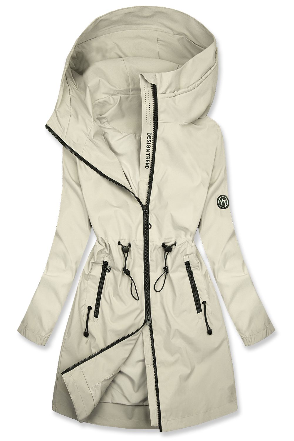Krémová jarní parka se stahováním v pase