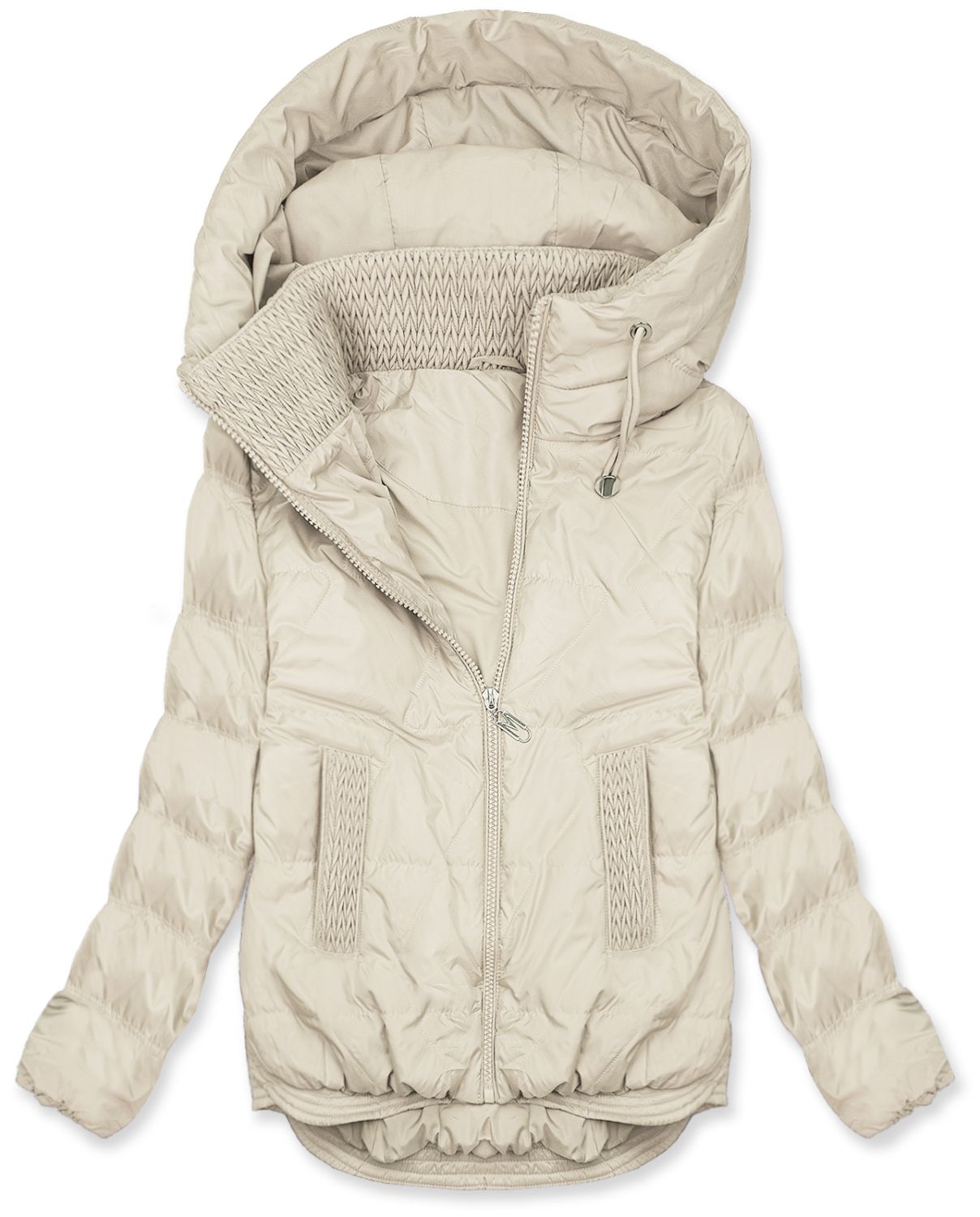 Přechodná bunda s kapucí krémová