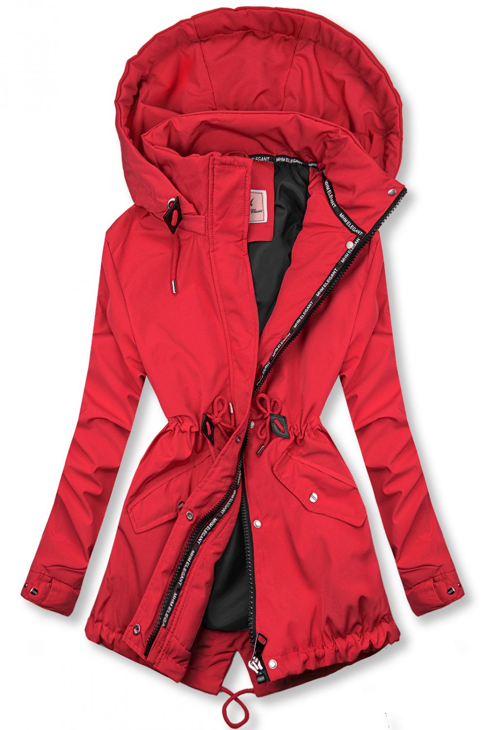 Červená přechodná parka s černou podšívkou