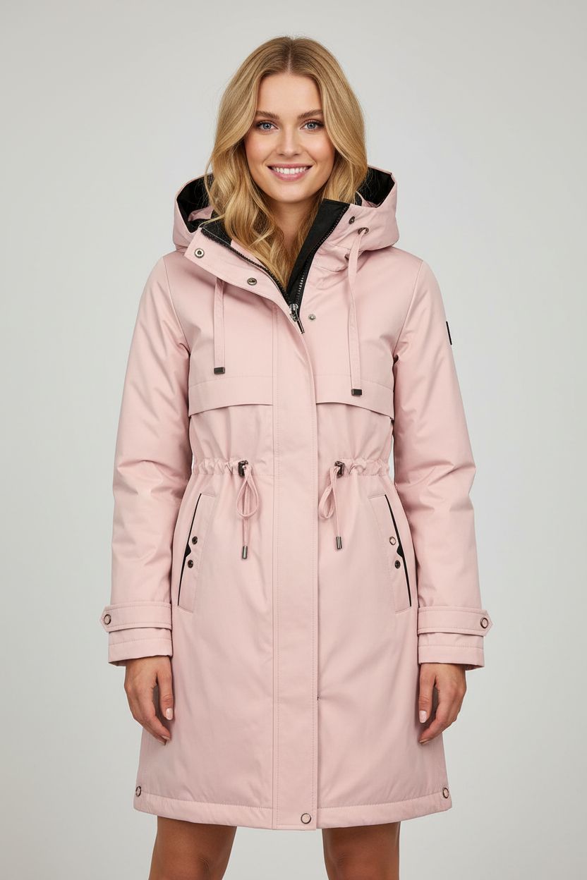 Přechodná bunda v prodlouženém střihu růžová