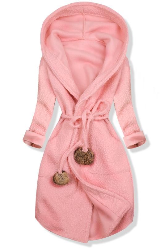 Růžový jarní kabát s kapucí