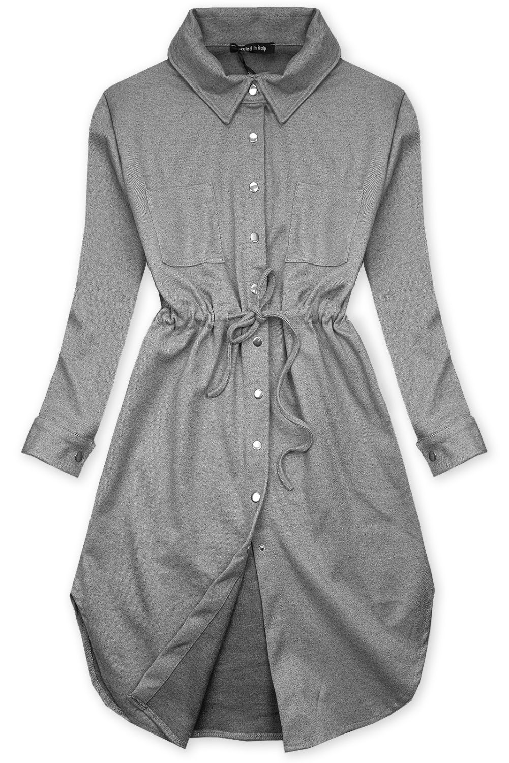 Šedé teplé košilové šaty