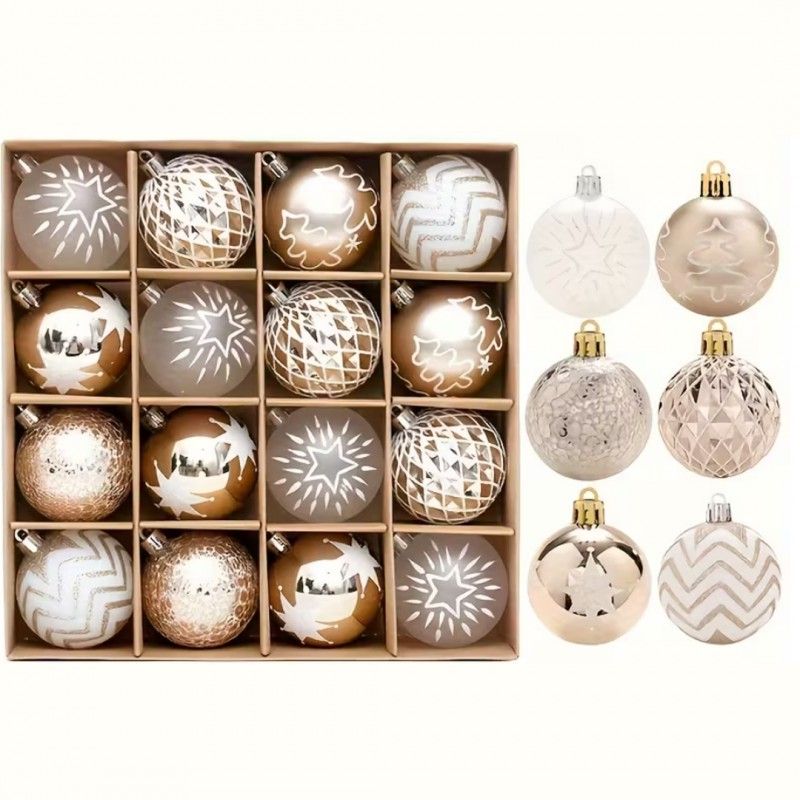 Ozdoby na stromeček zlaté, 6 cm, 16 kusů