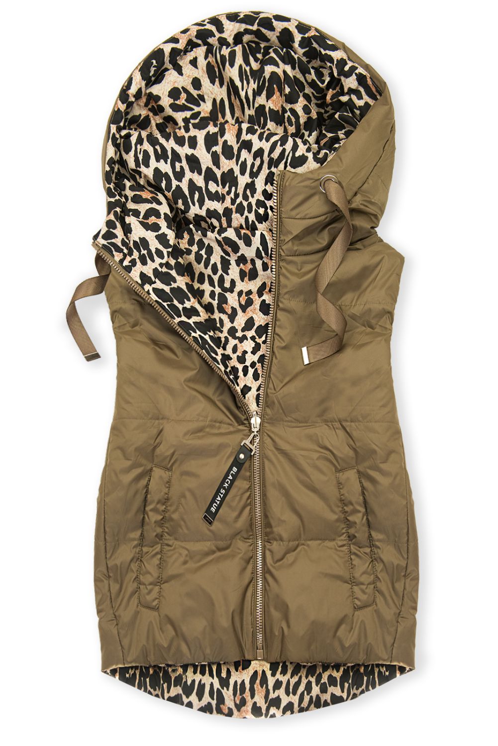 Oboustranná vesta s leopardím vzorem hnědá