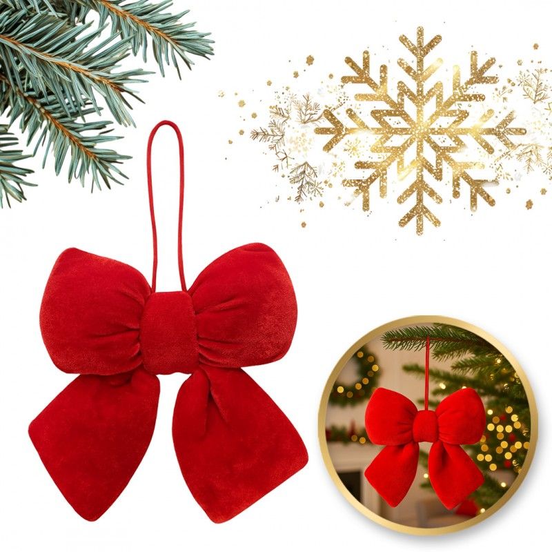 Červená vánoční mašle 14x5 cm