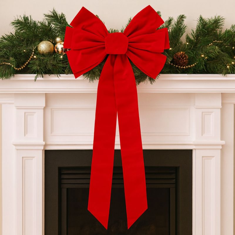 Červená velká vánoční mašle 45,7 x 91,4 cm