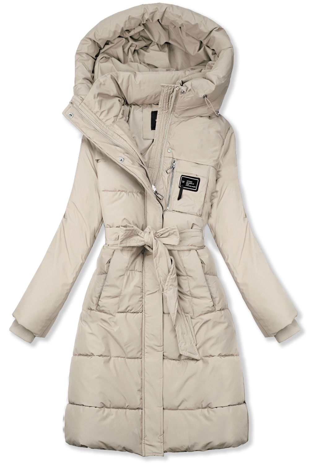 Ecru zimní bunda s páskem