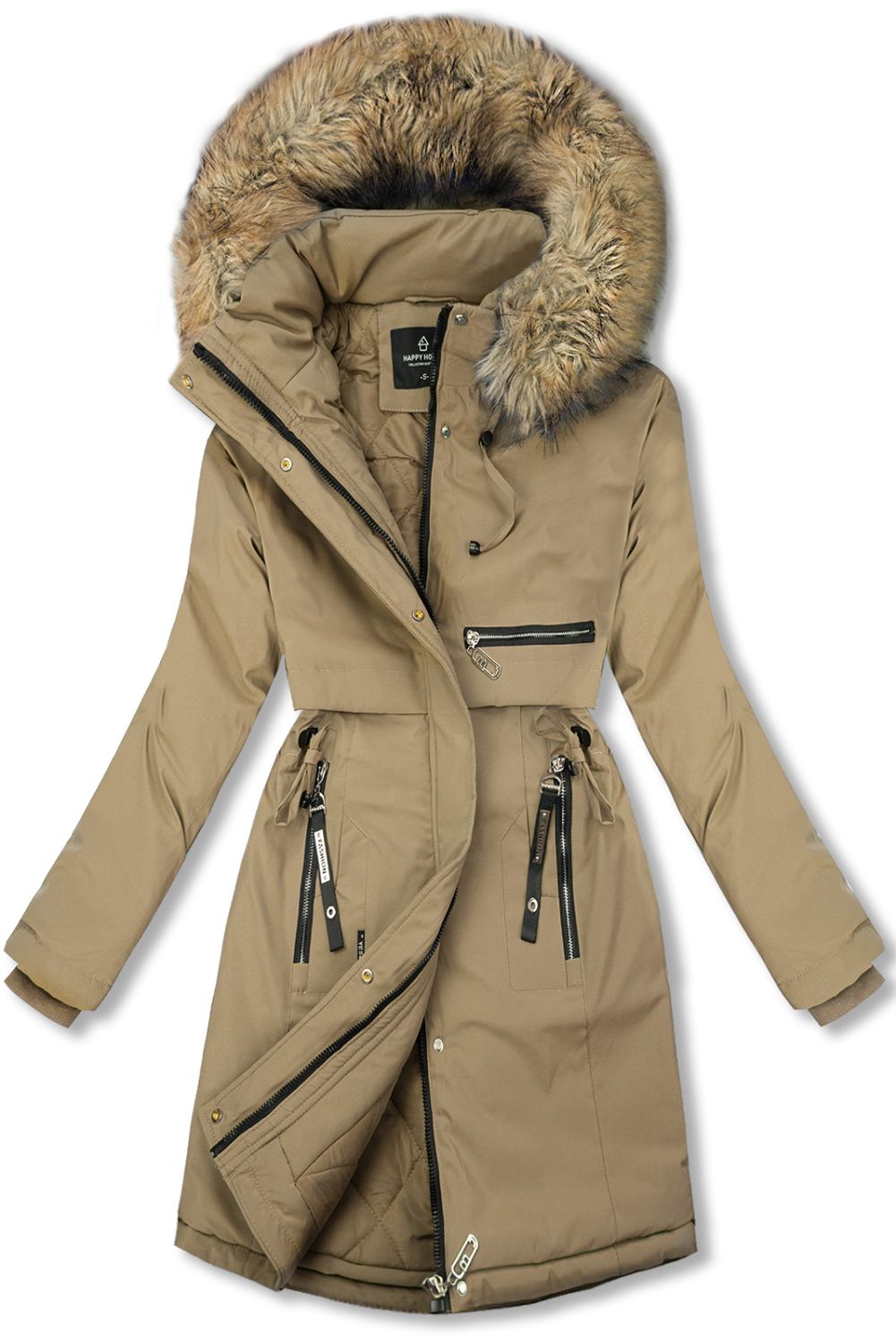 Zimní bunda/parka se stahováním v pase béžová