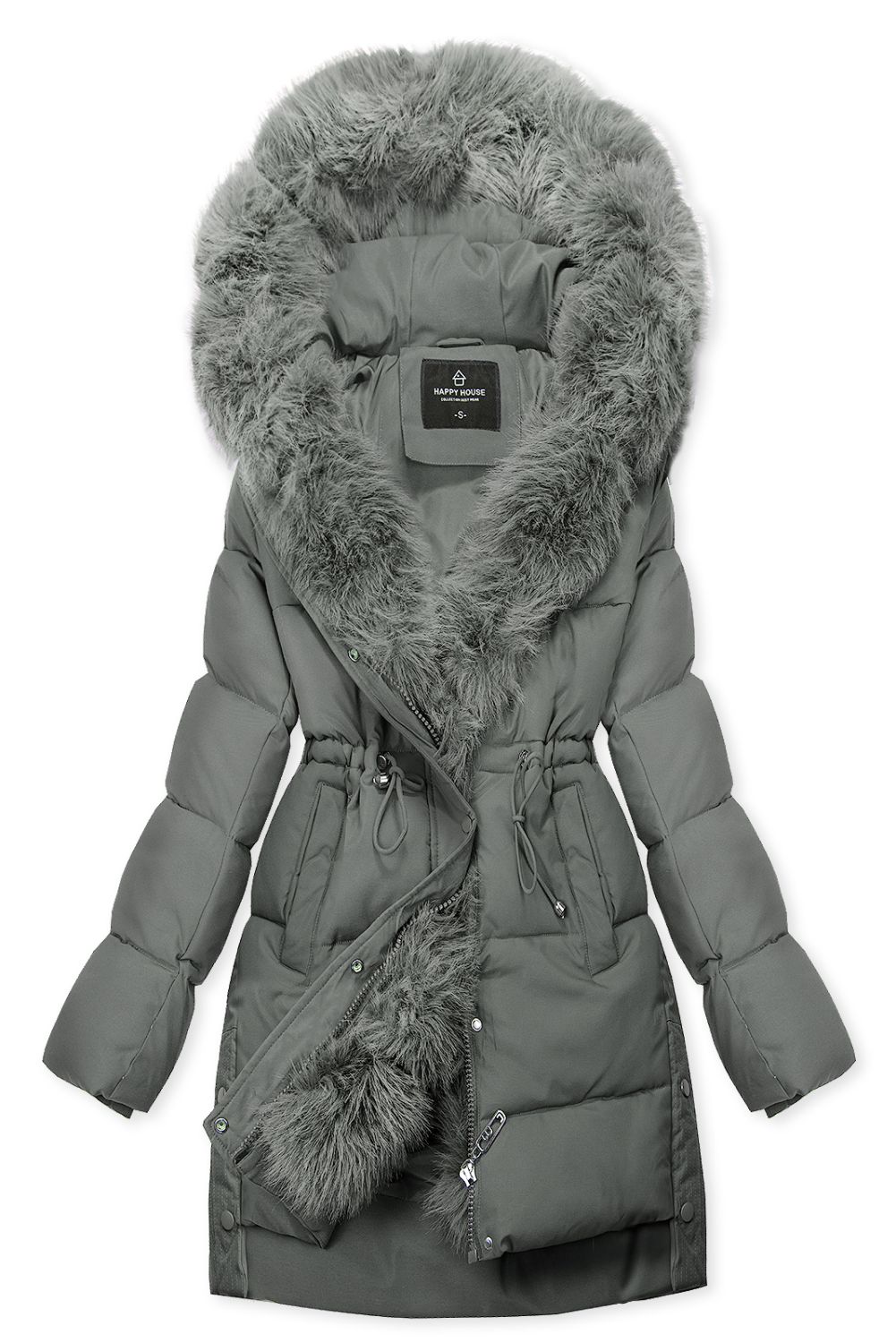 Zimní bunda s odepínací umělou kožešinou šedá