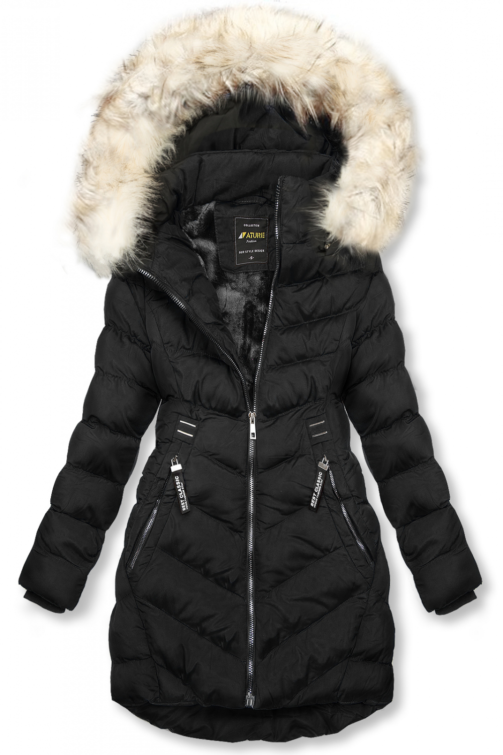 E-shop Černá zimní bunda s odnímatelnou kapucí