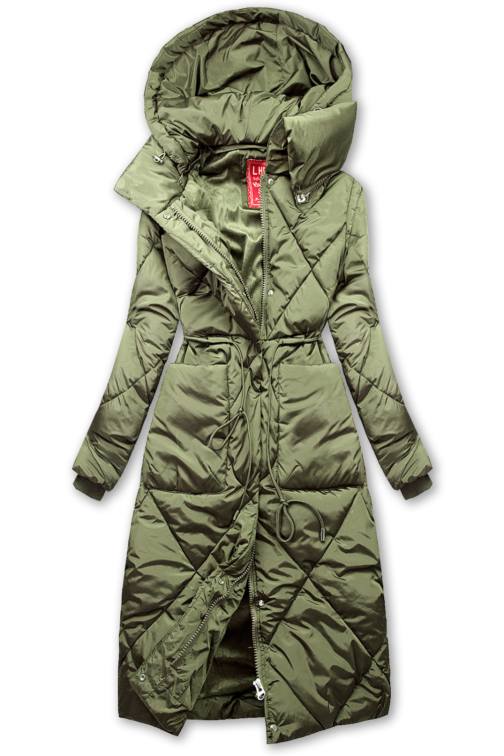 E-shop Olivově zelená zimní bunda s extra vysokým límcem