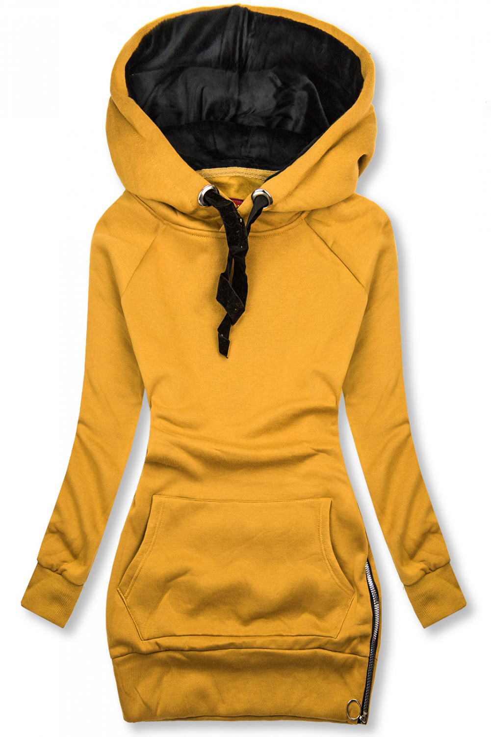 E-shop Žlutá mikina se sametovou kapucí