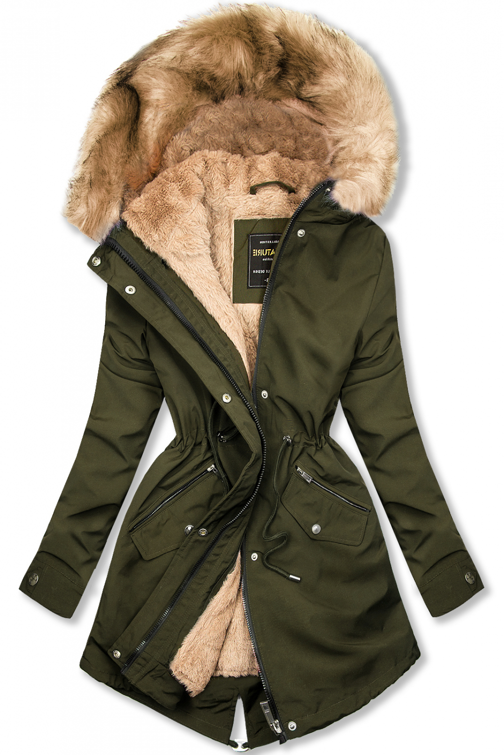 E-shop Khaki zimní bunda s odnímatelnou podšívkou