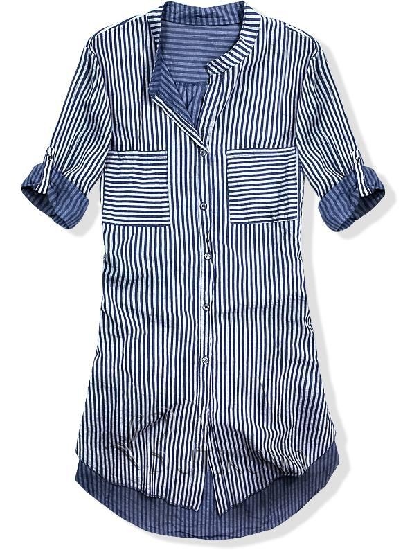Modro-bílá prodloužená košile 1665