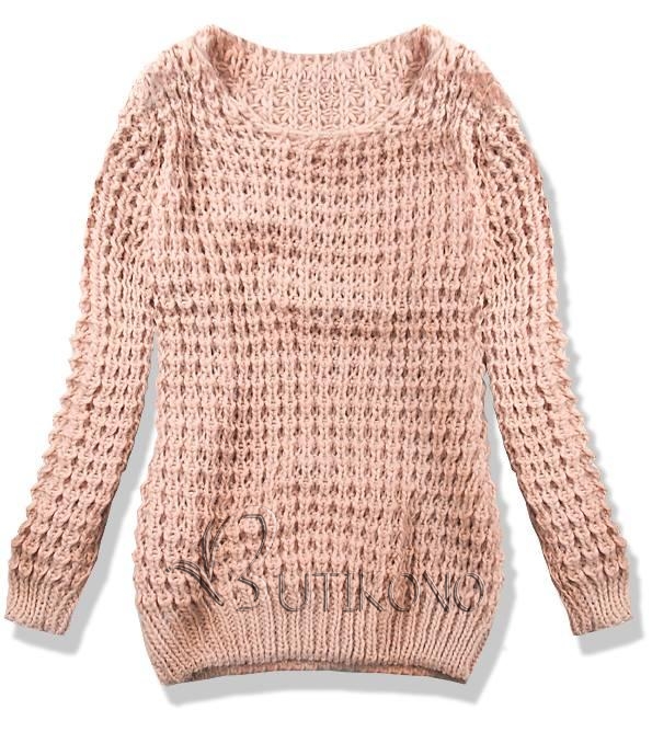 Růžový pletený svetr LANA