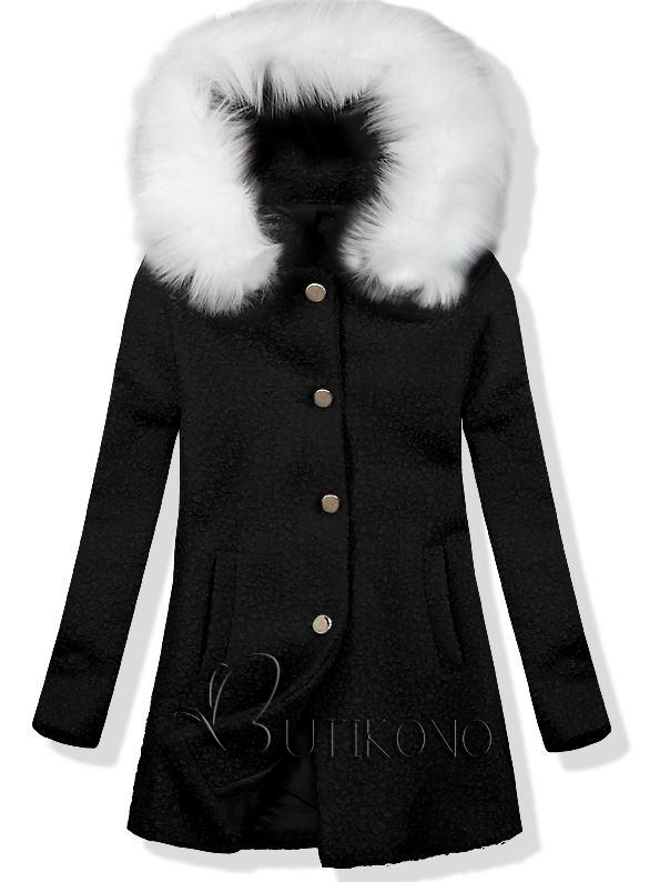 Vlněný podzimní kabát 1950 černá/bílá
