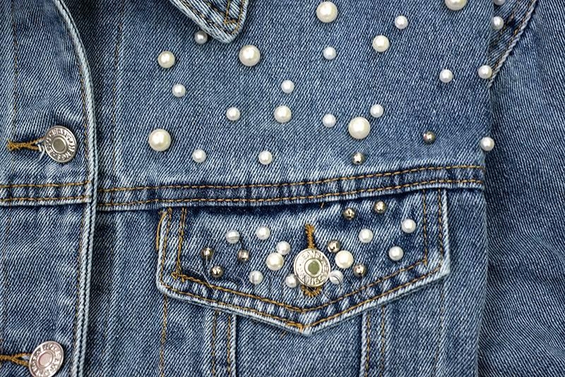 Jeansová bunda s perličkami