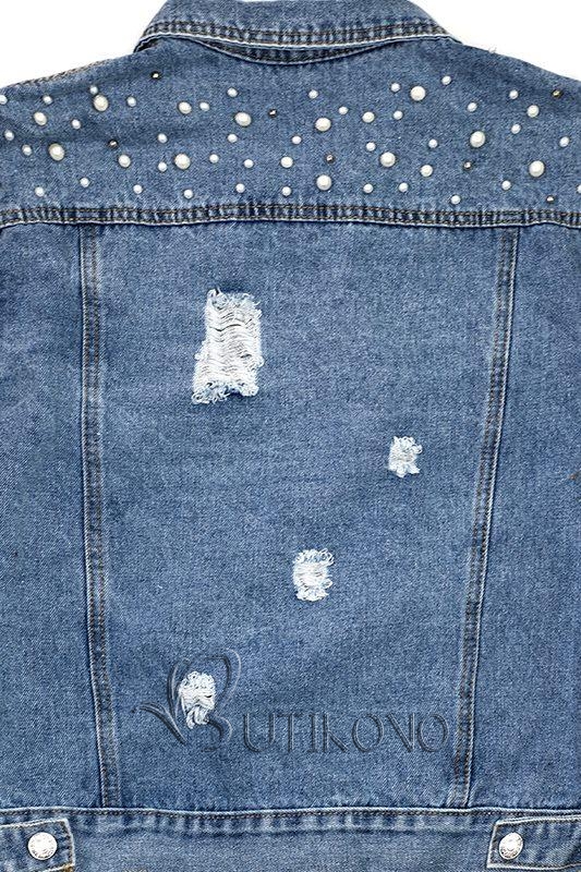 Jeansová bunda s perličkami