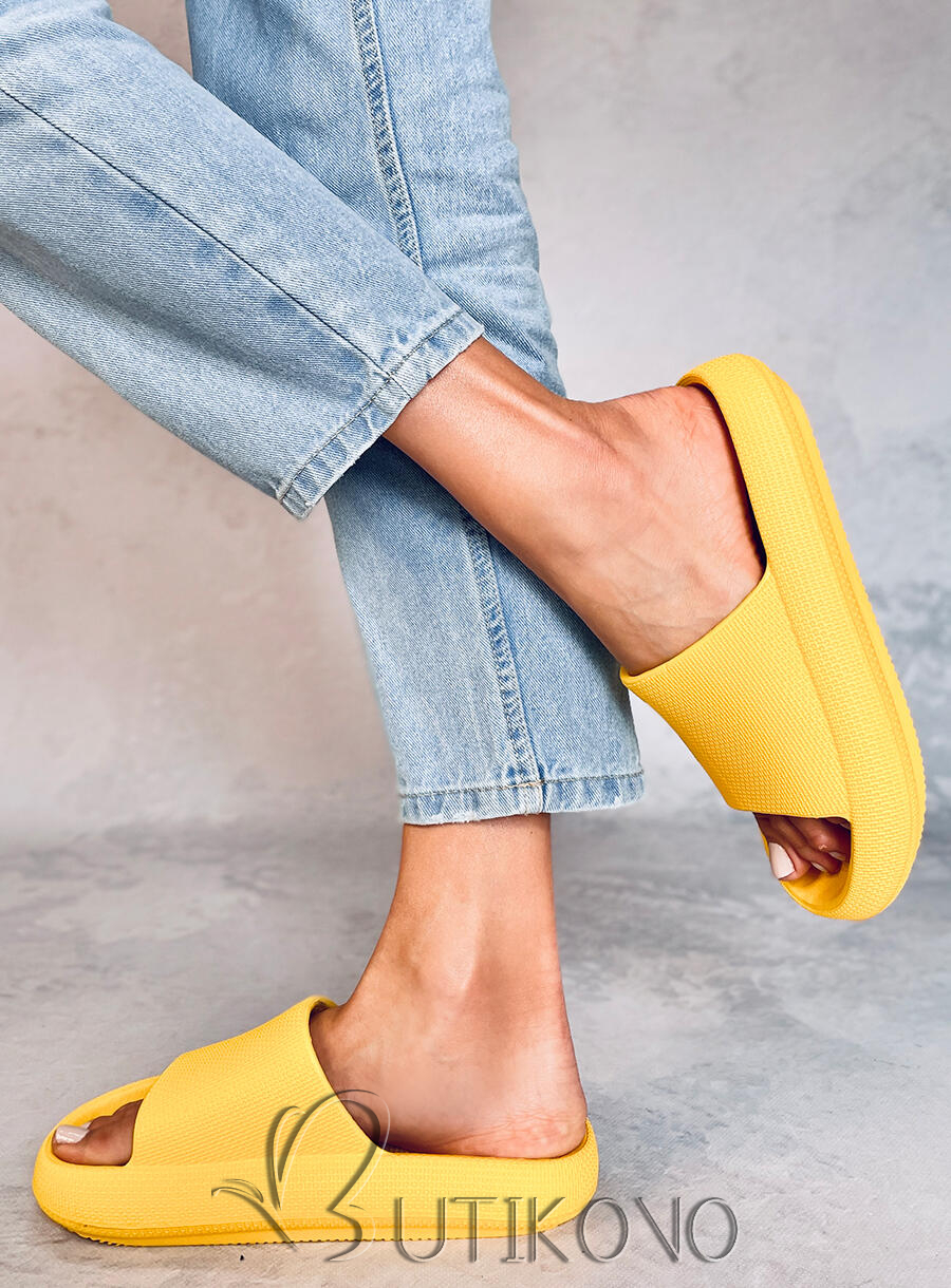 Dámské gumové pantofle žluté