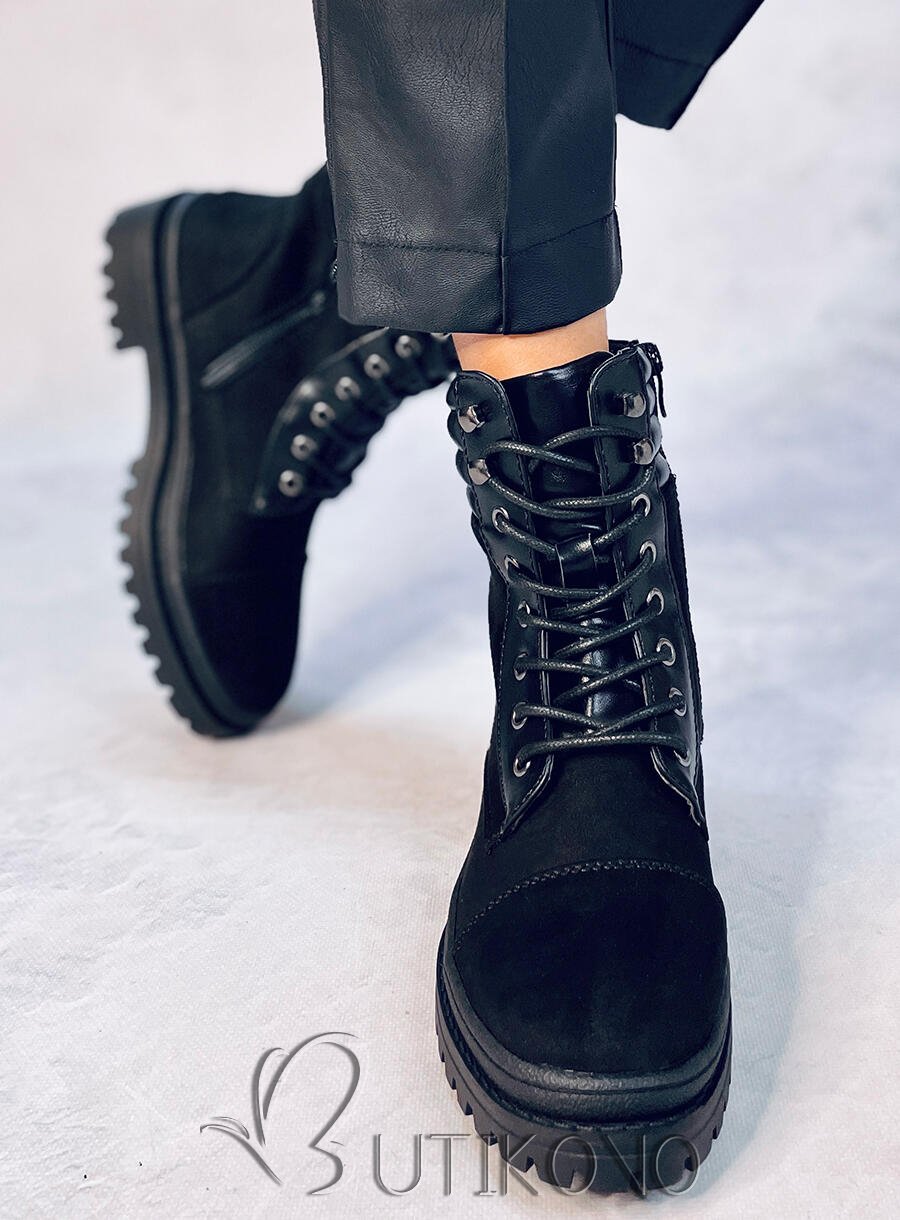 Černé dámské šněrovací boty