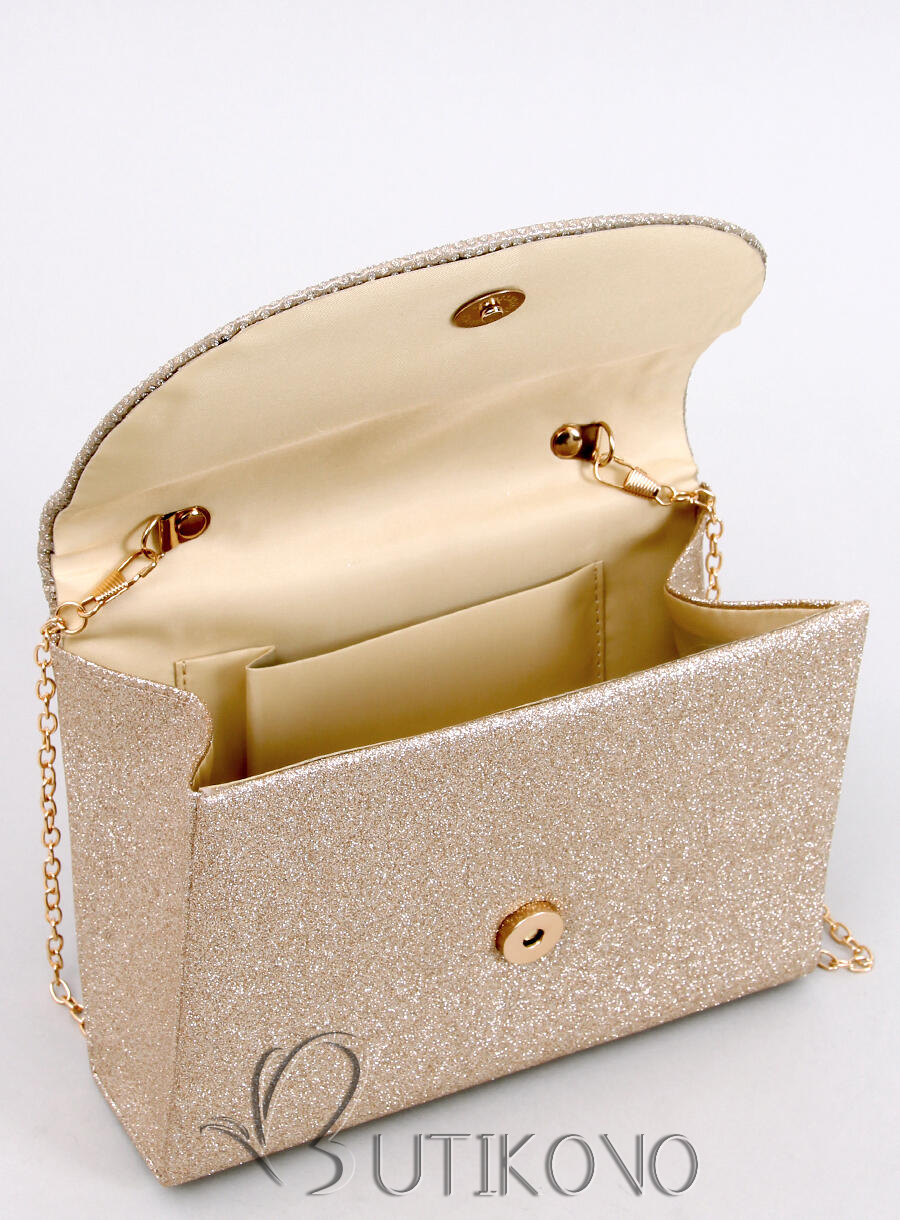 Lesklá formální kabelka zlatá