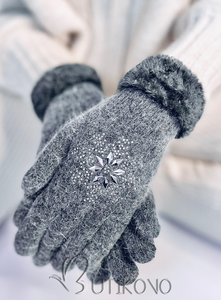 Tmavě šedé dámské rukavice SNOWFLAKE