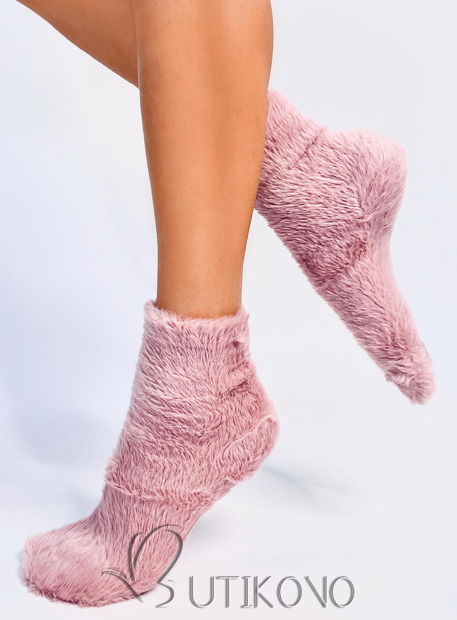 Růžové hřejivé ponožky na zimu