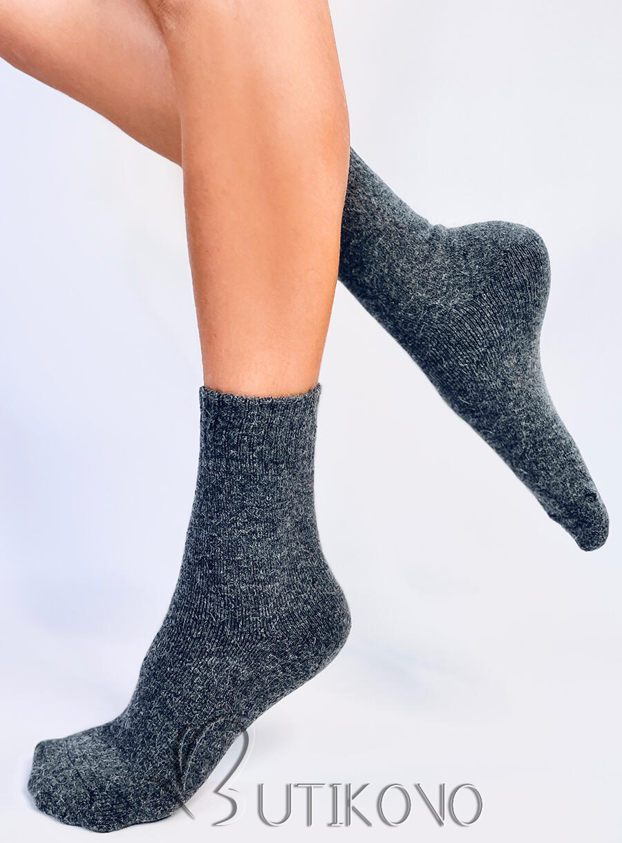Tmavě šedé vlněné ponožky