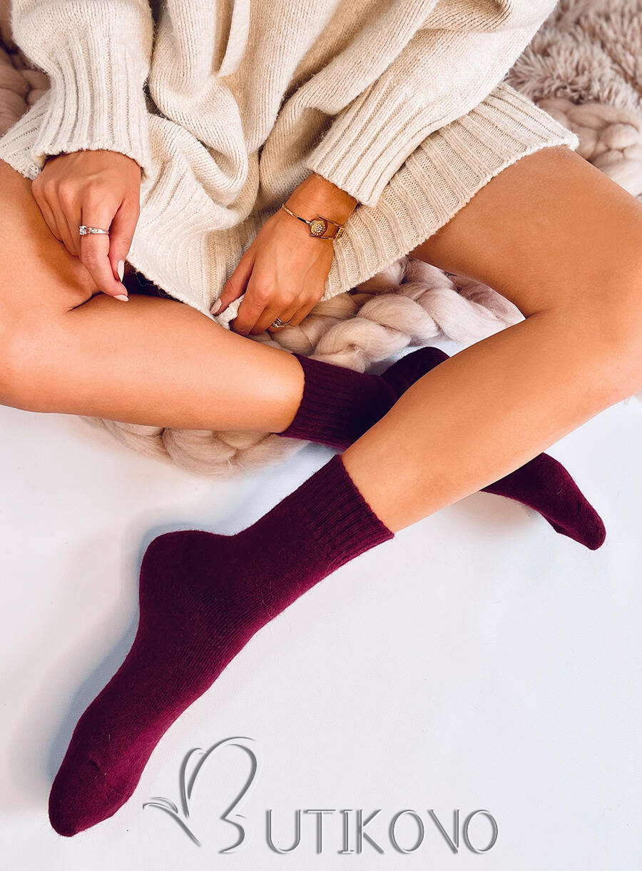 Bordó vlněné ponožky