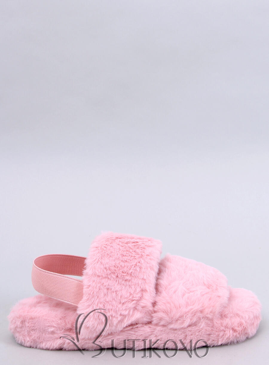 Světle růžové pantofle s gumkou