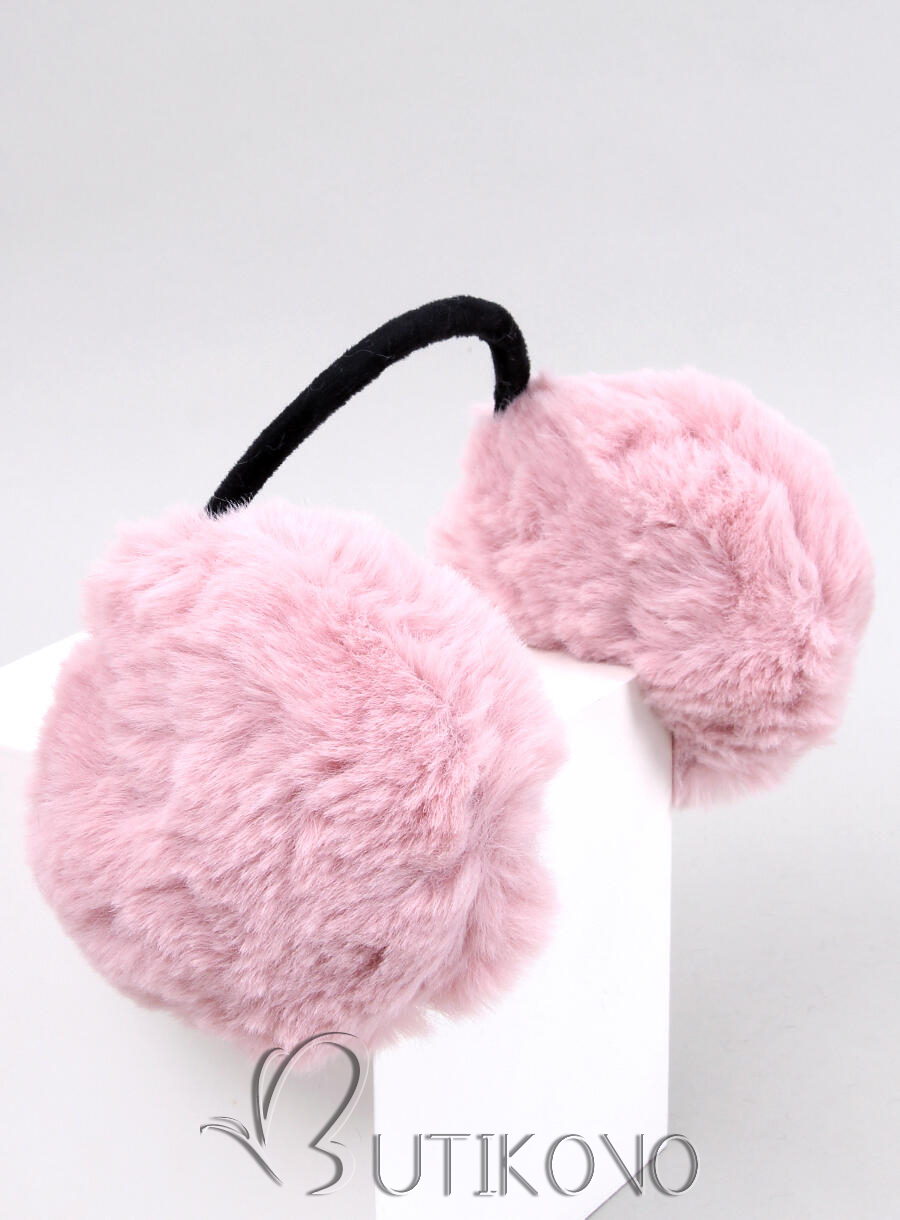 Růžové zimní kožešinové chrániče uší
