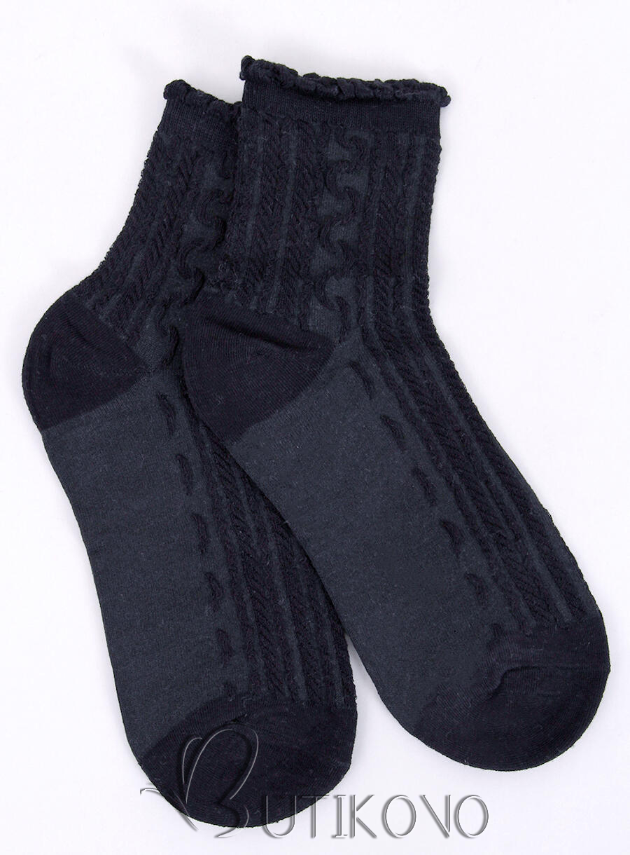 Černé dámské ponožky s volánem