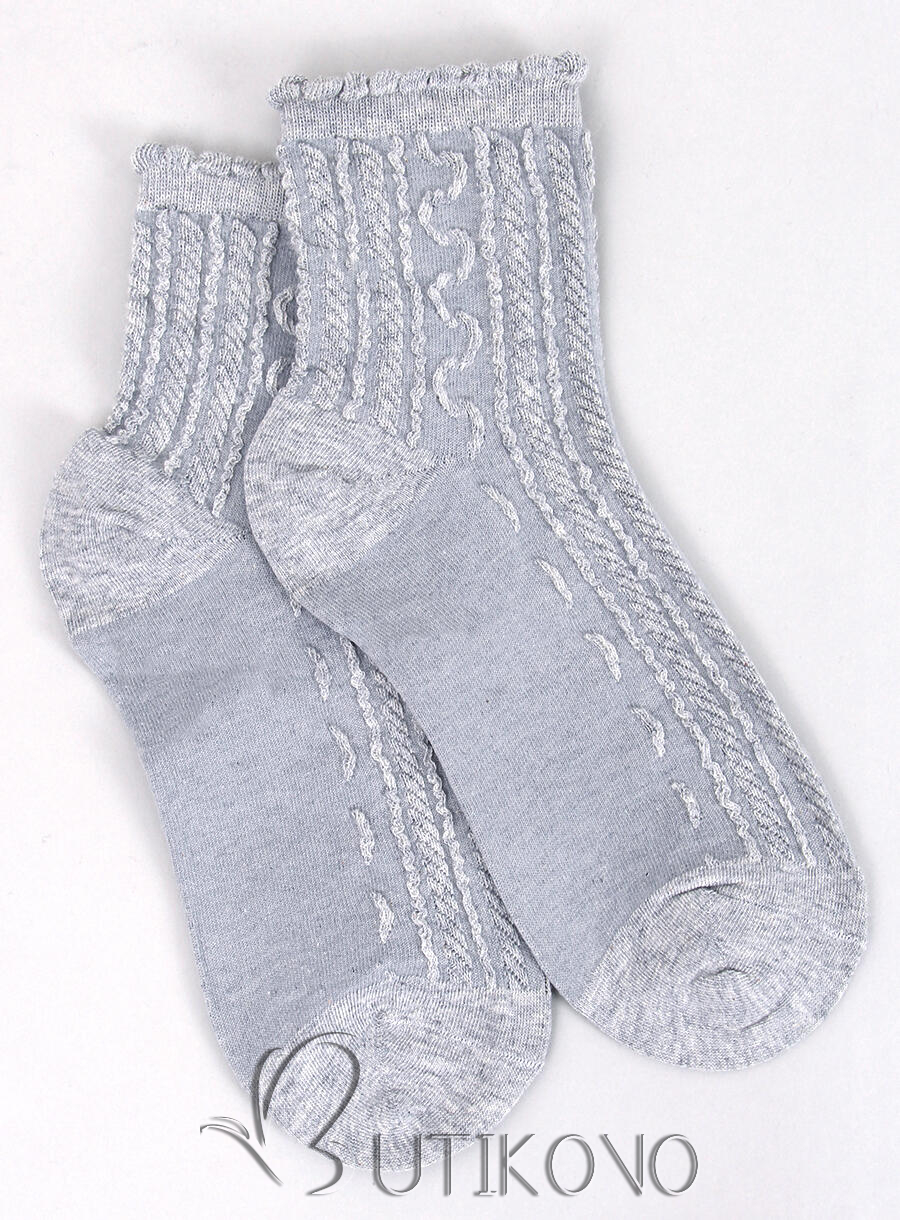 Šedé dámské ponožky s volánem
