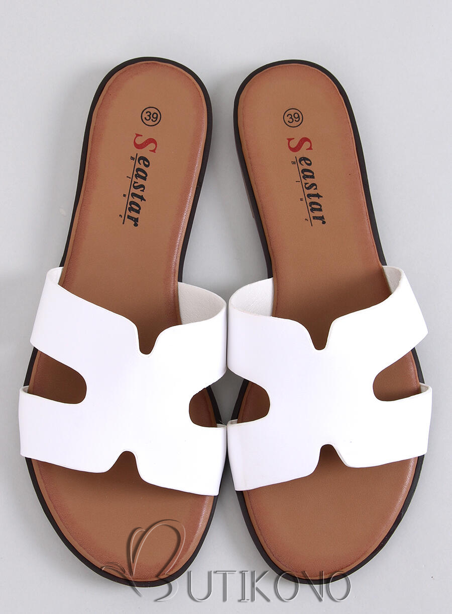 Dámské pantofle v minimalistickém střihu bílé