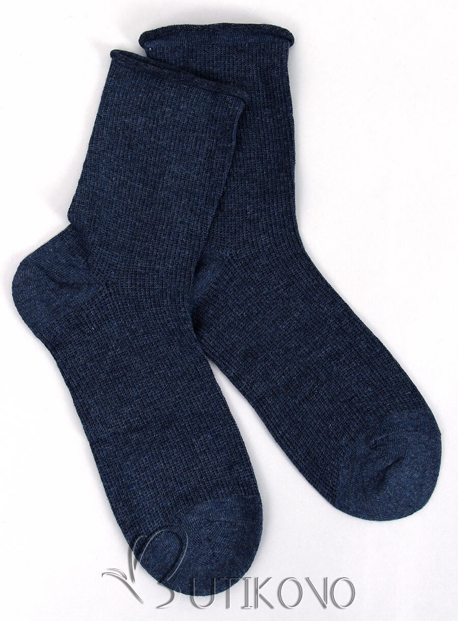 Tmavě modré hladké dámské ponožky