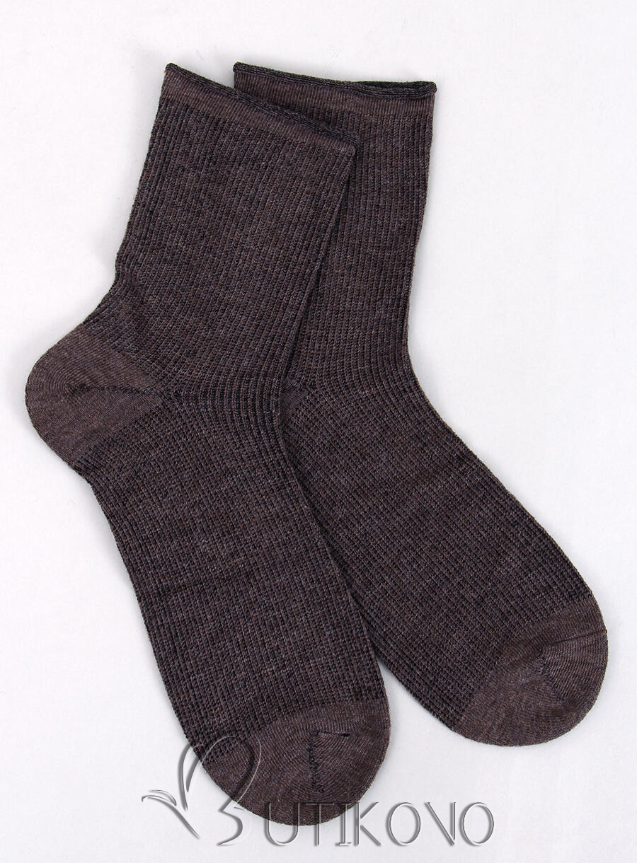 Hnědé hladké dámské ponožky