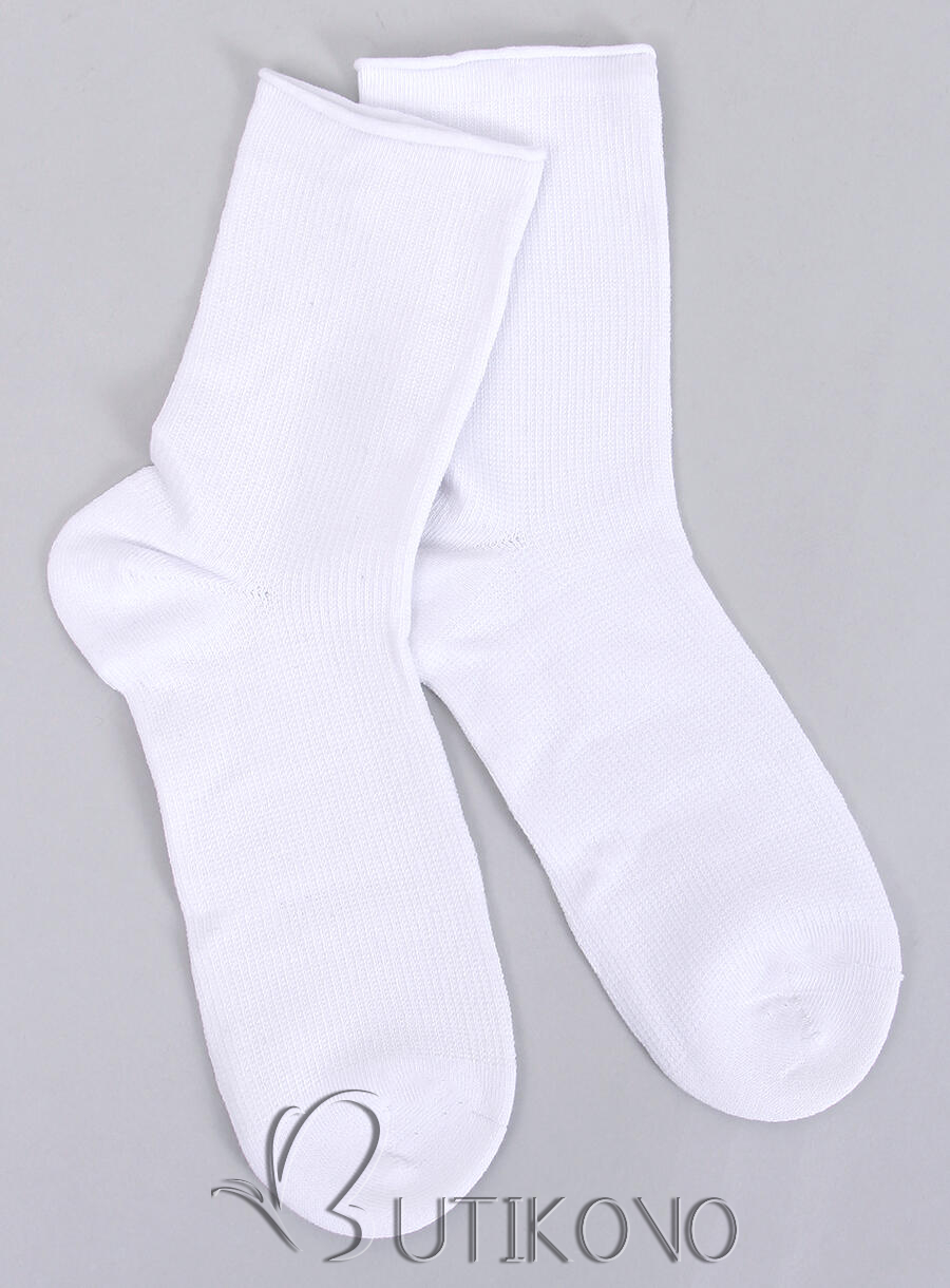 Bílé hladké dámské ponožky
