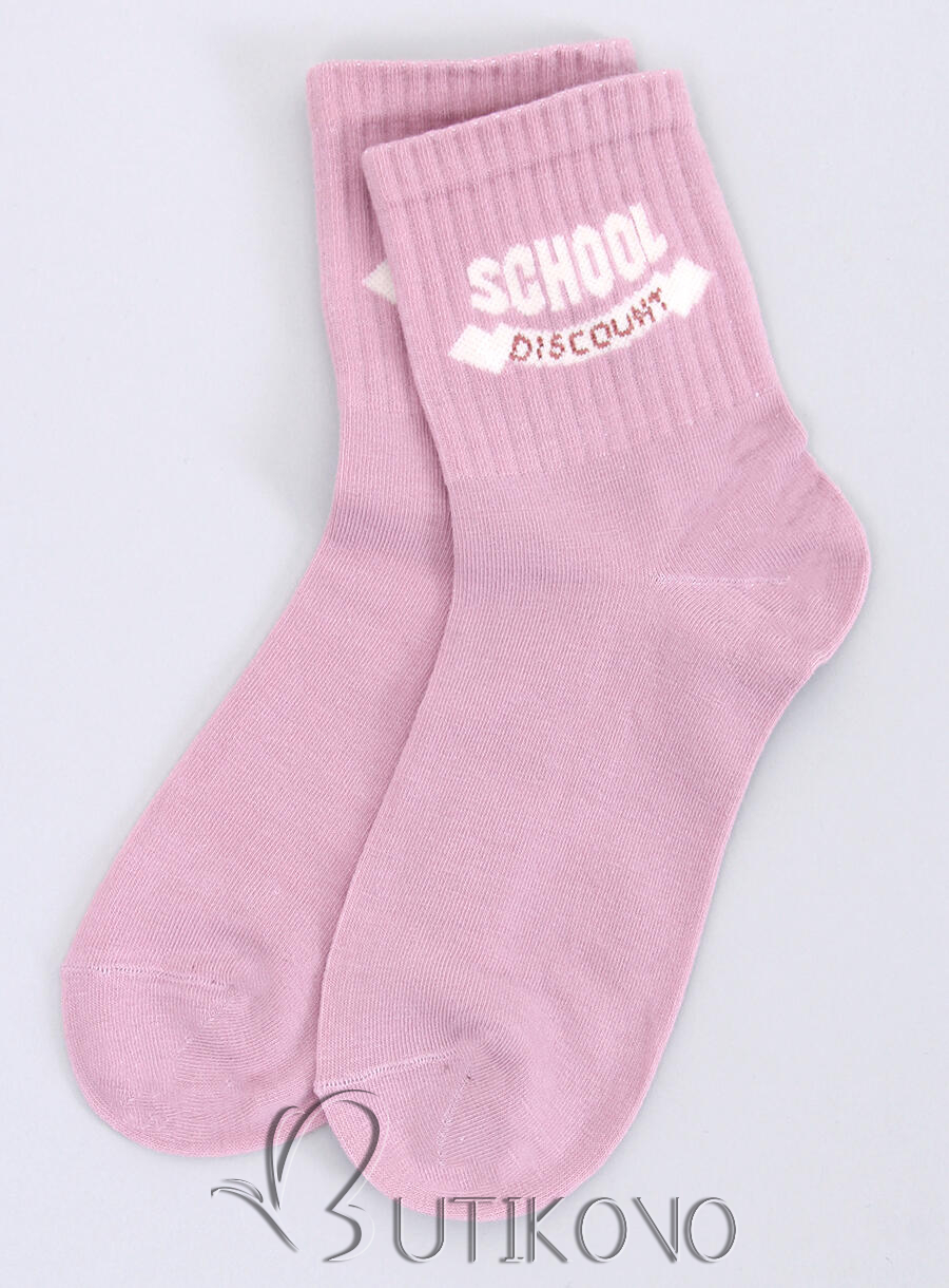 Růžové bavlněné ponožky SCHOOL