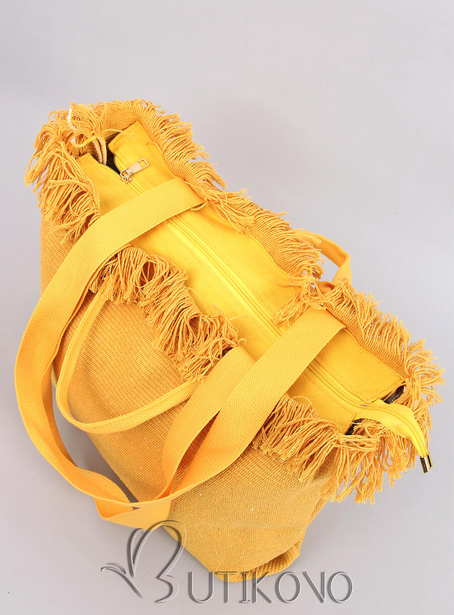Žlutá plážová taška s třásněmi